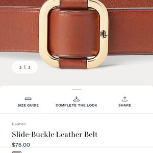 Ralph Lauren Tan Leather Slide Belt with Gold Buckle